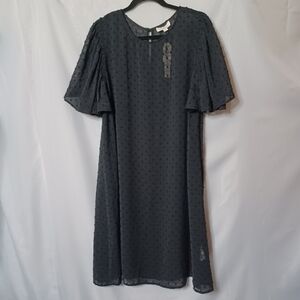 ANTHROPOLOGIE  Eri+ Ali Women' Blak Midi Dresd With Swiss Dots. XL